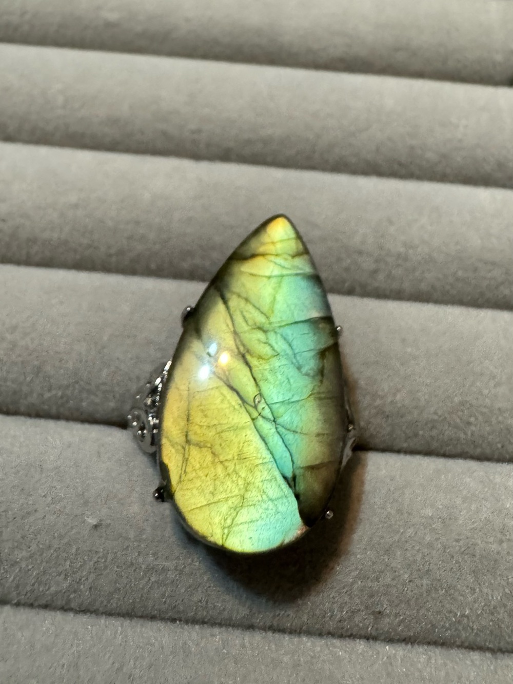 Labradorite Teardrop Ring